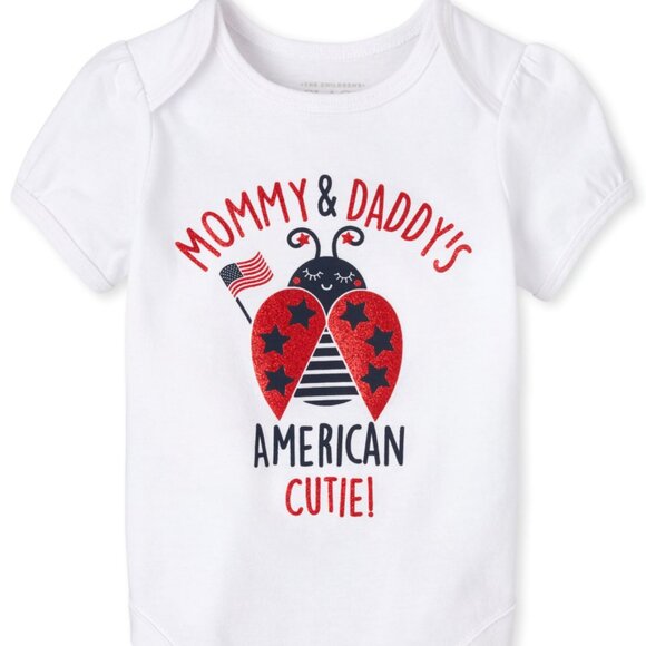 The Childrens Place Baby Girls American Cutie Graphic Bodysuit -White 18-24 mm - Picture 1 of 4